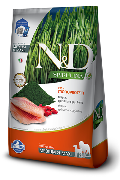 N&D Spirulina Perro Medium y Maxi Sabor Tilapia 10.1 Kg