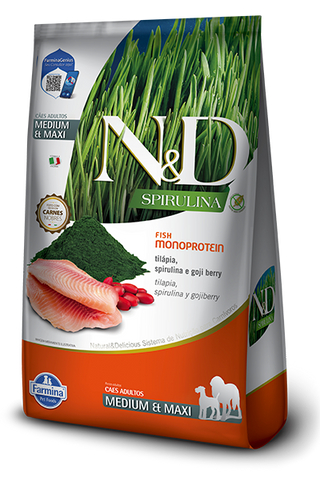 N&D Spirulina Perro Medium y Maxi Sabor Tilapia 10.1 Kg