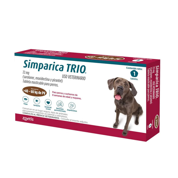 Simparica Trio 72 Mg 40 Kg a 60 Kg