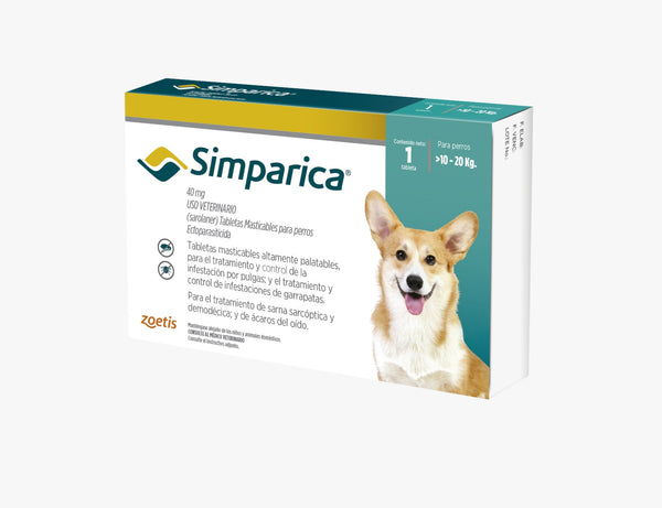Simparica Azul 40 MG de 10 a 20 Kg