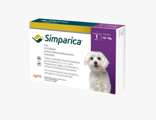 Simparica Morada 10 MG de 2.5 a 5 Kg
