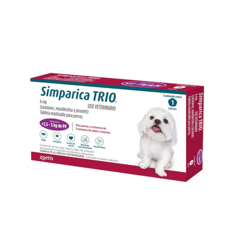Simparica Trio 6 Mg 2.5 Kg a 5 Kg