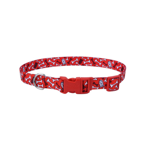 Coastal Perro Styles Huesos Rojo Collar