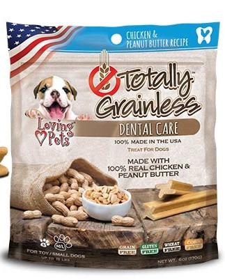 Totally Grainless Dog Snack Dental Pollo Y Mantequilla Mani 6 Oz