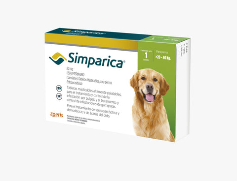 Simparica Verde 80 MG de 20 a 40 Kg